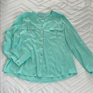 Mint Green Button-Up Blouse